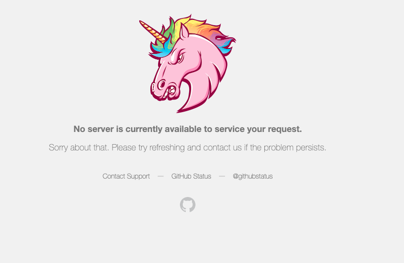 Warpthog's tweet photo. @github @githubstatus  is broken... :( https://t.co/6wErDuGkj4