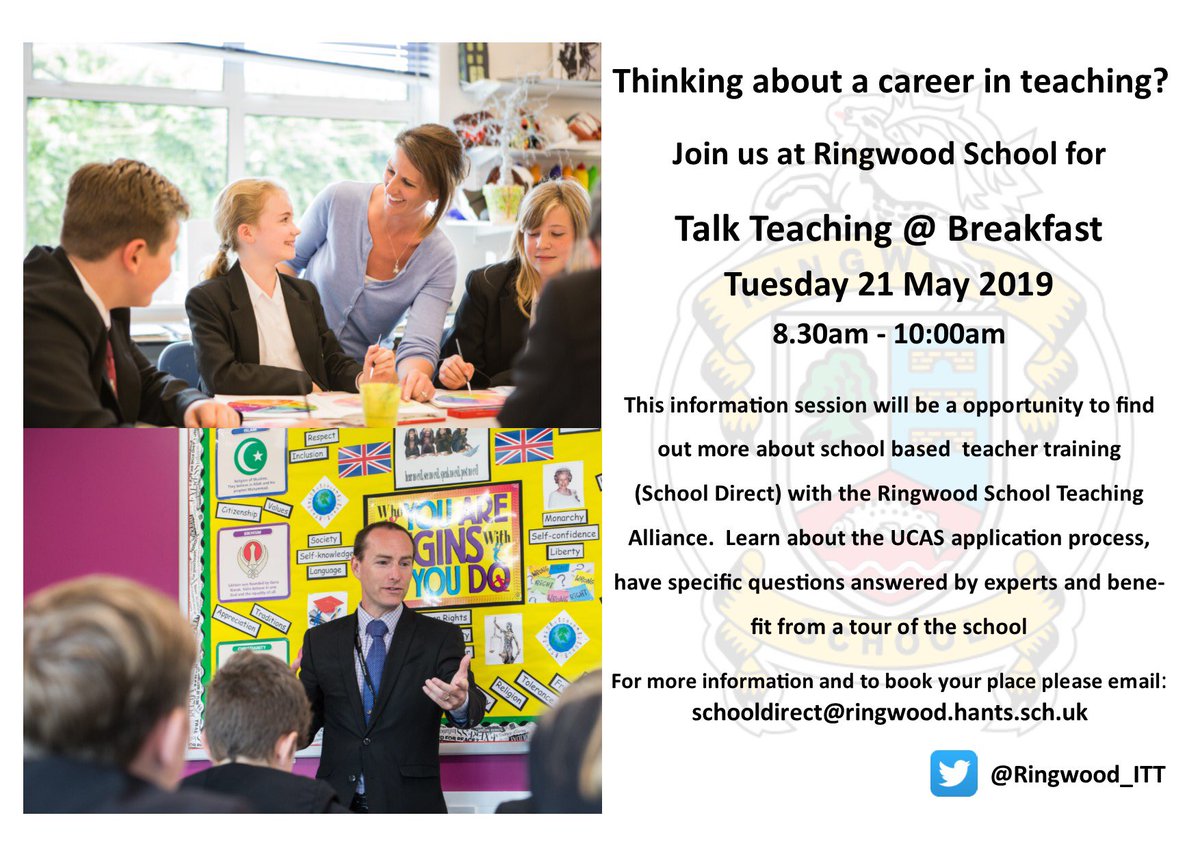 Interested in a career in teaching on the south coast? Join us for our next train to teach event <a href="/RingwoodSchool/">Ringwood School</a> on 21/5
<a href="/getintoteaching/">Teaching</a> @aroundhampshire <a href="/journalupdate/">Salisbury Journal</a> <a href="/Bournemouthecho/">Bournemouth Echo</a>