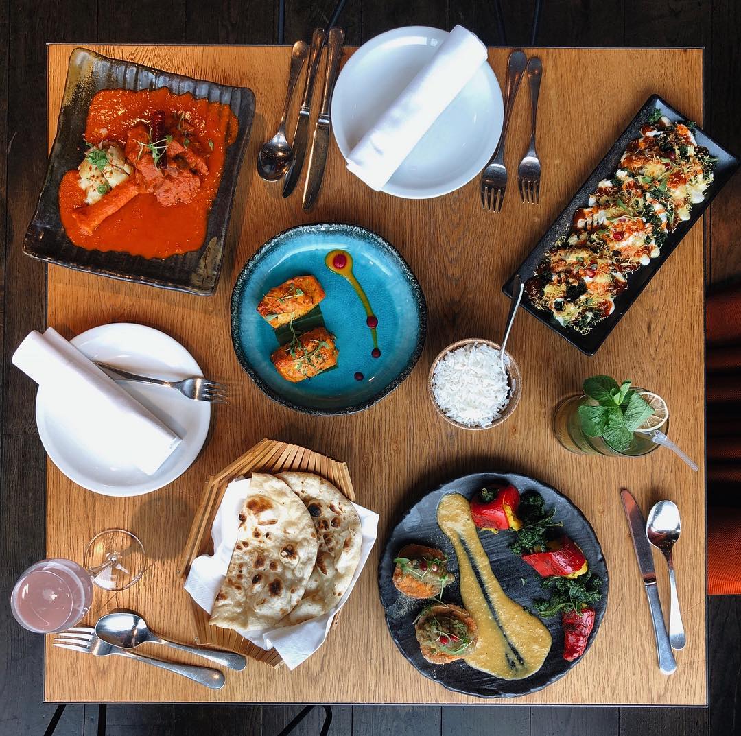 Our Lunch Prix Fixe is packed full of delicious dishes, from slow-cooked Laal Maas Lamb (top left) to the wonderfully flavoured vegan Baigan Mirch Ka Salan, (bottom right). 

All captured by the lovely @the.geographer.
