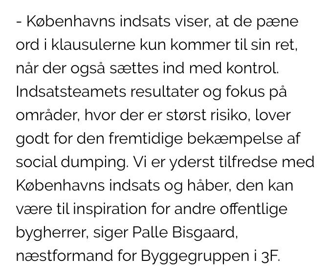 Jonasbjorn's tweet photo. Vi tager kampen mod social dumping meget alvorligt i Københavns Kommune. Derfor er jeg særligt glad for, at vi bliver rost af min gamle chef i @3F_Fagforening Byggegruppe. Tak for det Palle Bisgaard! Vi fortsætter kampen💪🏻 #dkpol #kbhpol #stopsocialdumping https://t.co/MMtmRJ6pfk