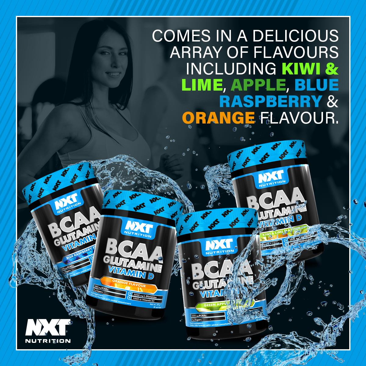 Our BCAA, Glutamine &amp; Vitamin D3 comes in the following delicious flavours: 🍊🥝🍋🍏🍓

Which one is your favourite?

#NXTNutrition #Supplements #Fitness #Fitfam #Nutrition
