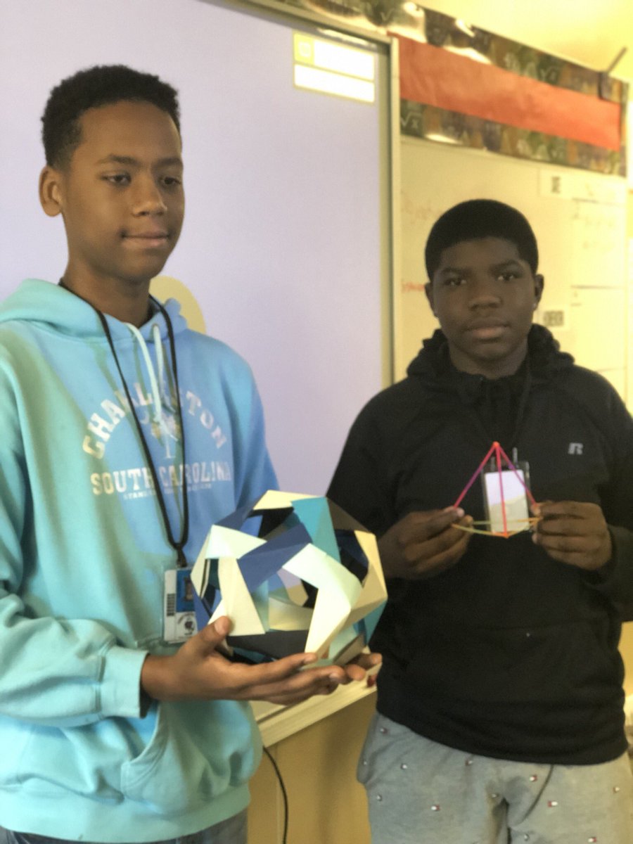 Butlersmath's tweet photo. Constructing solids @spmeagles @RichlandTwo #origami #straws https://t.co/11sQYclCof