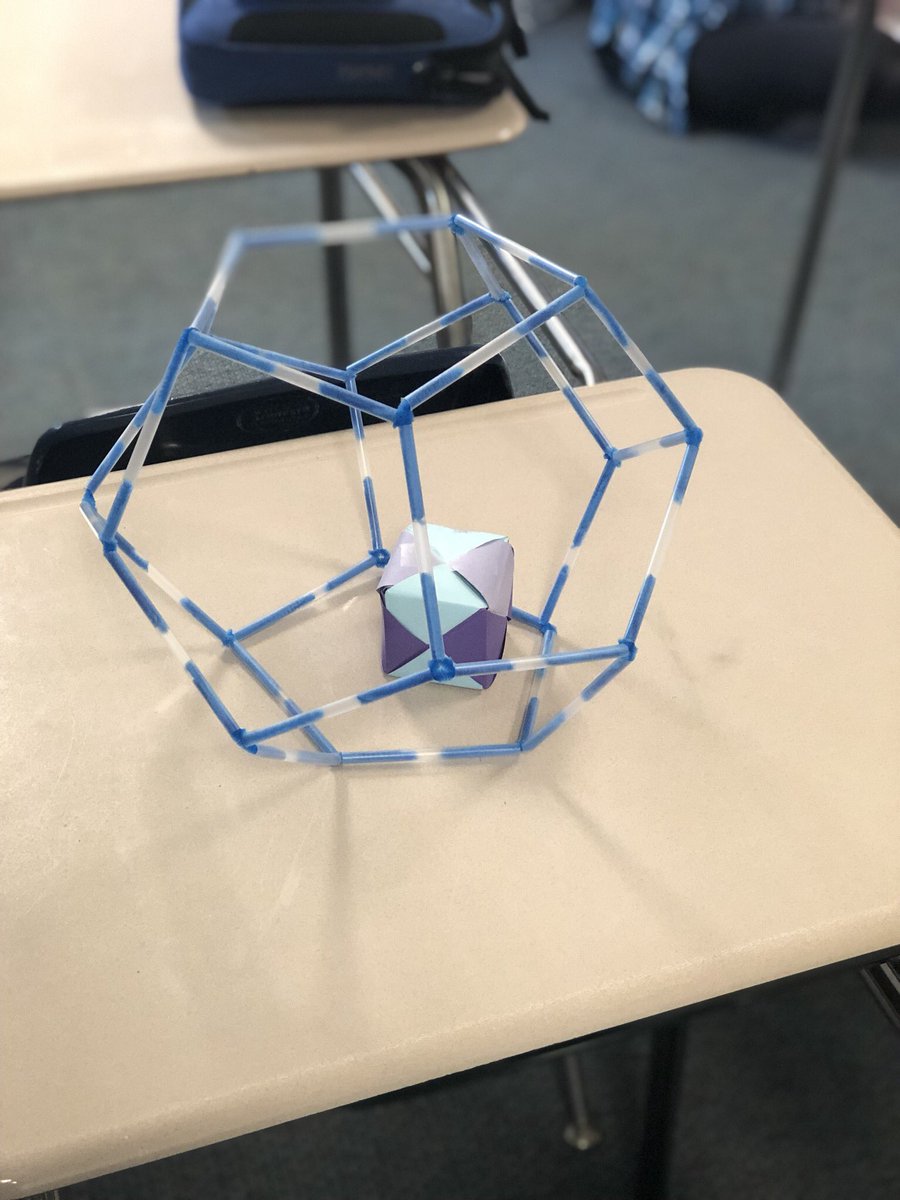 Butlersmath's tweet photo. Constructing solids @spmeagles @RichlandTwo #origami #straws https://t.co/11sQYclCof