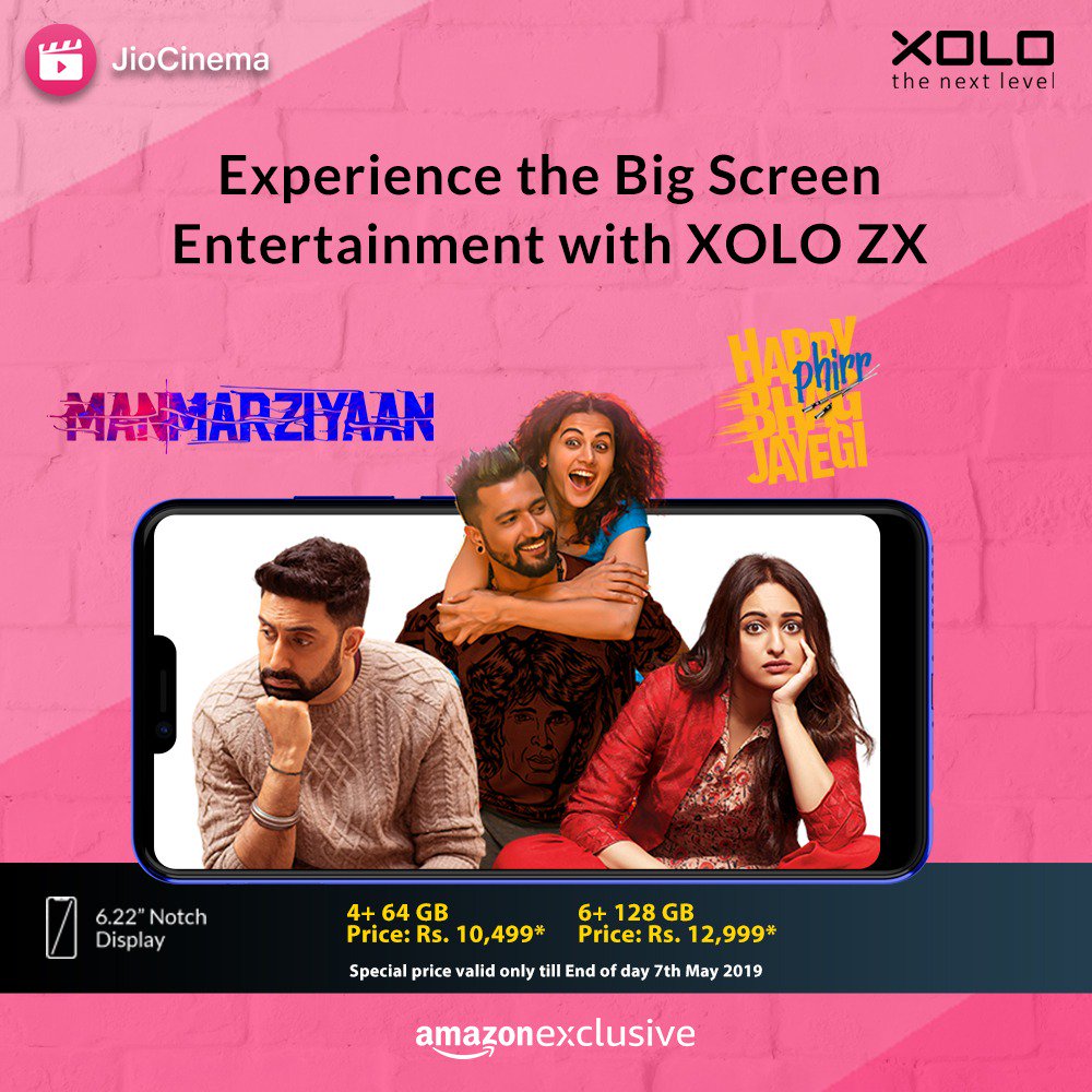 MyXOLO's tweet photo. Enjoy JioCinema on the new #Xolo ZX with it's the big 6.22" display and get an unforgettable Jio experience from watching awesome movies such as #Stree &amp; #Manmarziyaan #ZX.

Get the ZX today https://t.co/XUeHUNjXt6 https://t.co/rgk2qyX9s0