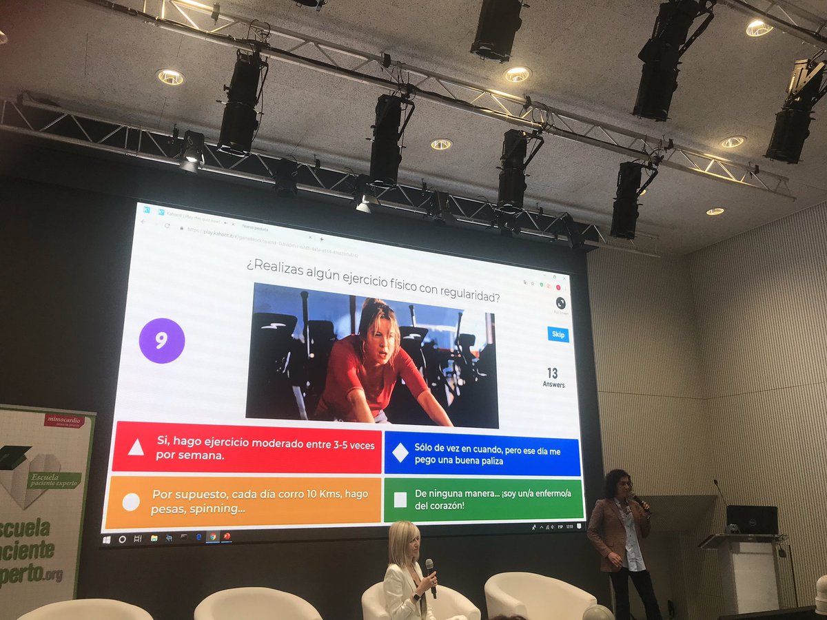 joancmarch's tweet photo. Muy buena ponencia en congreso de  de @Mimocardio @secardiologia con juegos de @R_Campuzano_R y Natalia Mateo #pacienteexperto jugando con los pacientes a seguir consejos saludables en tabaco, alimentación o ejercicio con alegato del cambio de Natalia (viajes, ejercicio, trabajo) https://t.co/KEZLKzDnju