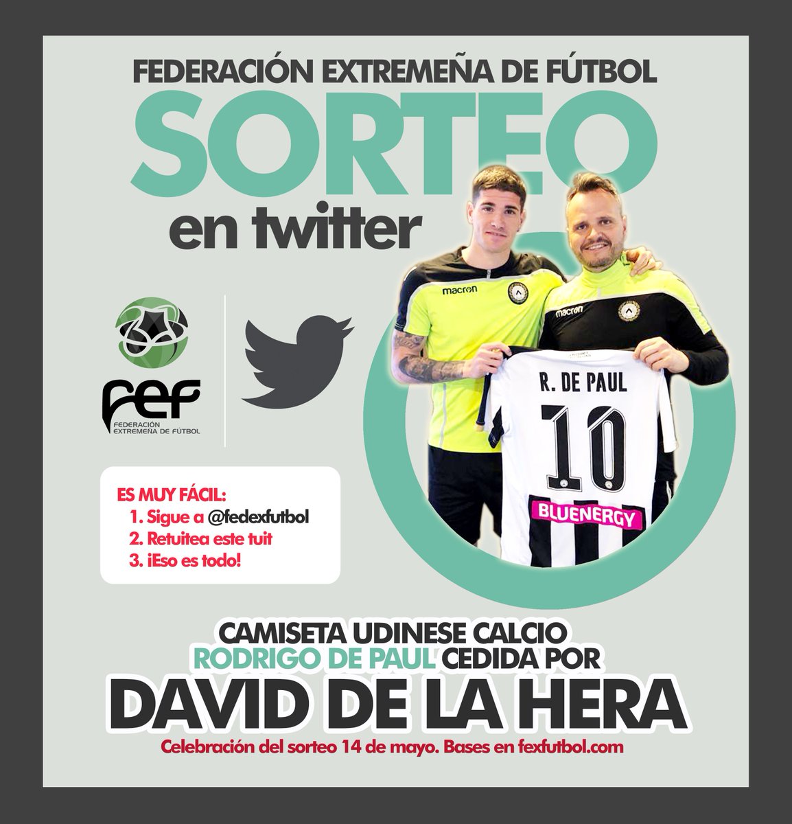 FedExFutbol's tweet photo. 🎲¡SORTEO! ✅Sigue a @FedExFutbol, 🔃Retuitea este tuit y gana esta CAMISETA de @rodridepaul, jugador de @Udinese_1896 que nos ha enviado el fisioterapeuta extremeño de ese mismo club @hera_david | ¡Participa hasta el 14 de mayo! #SorteosFEXF🎁🎁🎁 https://t.co/RPnSkWGe4A