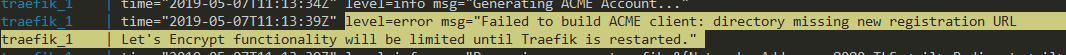 awetools's tweet photo. @traefik I keep getting this error, what am I doing wrong? `level=error msg="Failed to build ACME client: directory missing new registration URL
traefik_1    | Let's Encrypt functionality will be limited until Traefik is restarted."` https://t.co/iUveYgPRH7