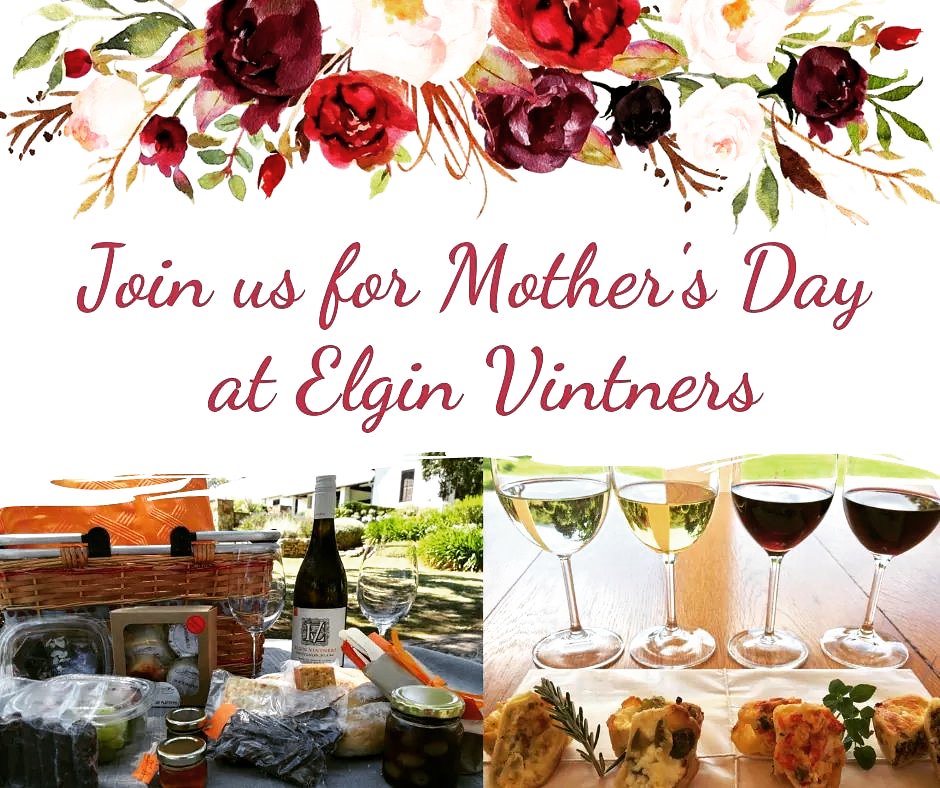This Mother's Day <a href="/ElginVintners/">Elgin Vintners</a> offers a special platter for the informal &amp; more laidback #MothersDay outing. The platter: #cheese, #biltong, #fruit, #quiche, preserves, bread, biscuits and #brownies @ R375 &amp; all mothers will be spoiled with a complimentary glass of EV #wine 🌸
