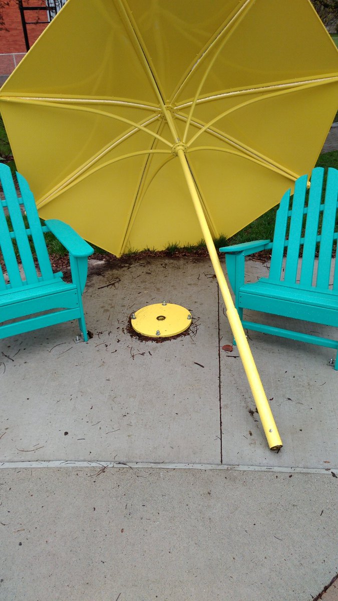 Hi <a href="/311Toronto/">311 Toronto</a>, someone has broken this umbrella at the splash pad here in #macgregorplayground