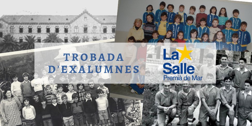 La Salle Premià (@lasallepremia) on Twitter photo Quins temps aquells...
Ara tens l'oportunitat de tornar a coincidir amb els teus companys de batalla!
Apunta't a la trobada d'exalumnes per commemorar els #300LaSalle a👇 exalumeslasallepremia@gmail.com
🗓️Dissabte 11 de maig a les 18h
T'hi esperem!
Ajuda'ns amb la difusió😉 Quins temps aquells...
Ara tens l'oportunitat de tornar a coincidir amb els teus companys de batalla!
Apunta't a la trobada d'exalumnes per commemorar els #300LaSalle a👇 exalumeslasallepremia@gmail.com
🗓️Dissabte 11 de maig a les 18h
T'hi esperem!
Ajuda'ns amb la difusió😉
