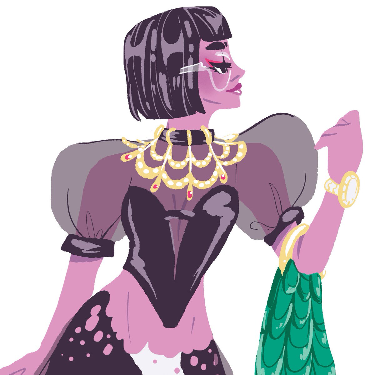 stebby333's tweet photo. You gotta admit, there were some really amazing outfits at the #metgala last night! Here is my met gala mermaid, looking fly and having a ball 🌟 #MerMaychallenge #MetGala2019 #art #illustrations https://t.co/ZrwHjihalg