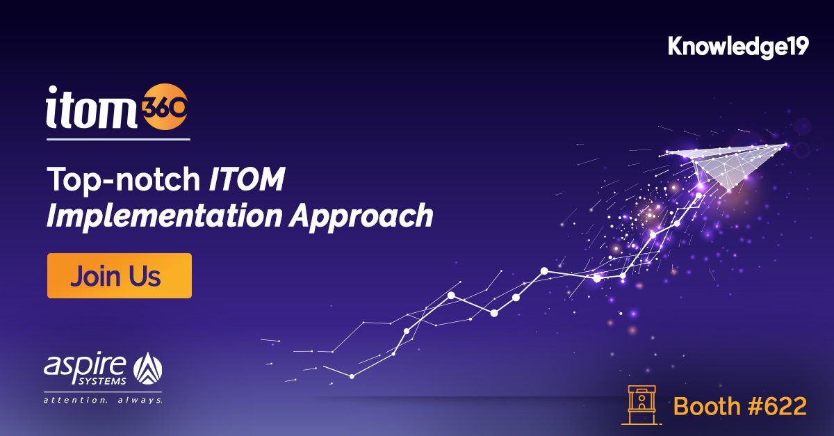 AspireSystems's tweet photo. Join us at our #ITOM 360 launch at @servicenow #Knowledge19, Booth #622. Register Now 👉 https://t.co/iWuGg7bJjr #ServiceNow #K19 #ServiceNowPartner #KNOW2019 https://t.co/ZyXvKb6Wjf
