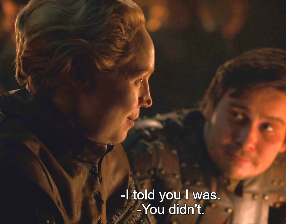  JAIME & BRIENNE Happy moments in episode 8x04A THREAD.PART 3. T: "Your turn." J: "You are an only child."B: "I told you I was."J: "You didn't"B: "I did!"J: "I surmised it." #GameOfThrones #JaimeLannister #BrienneOfTarth