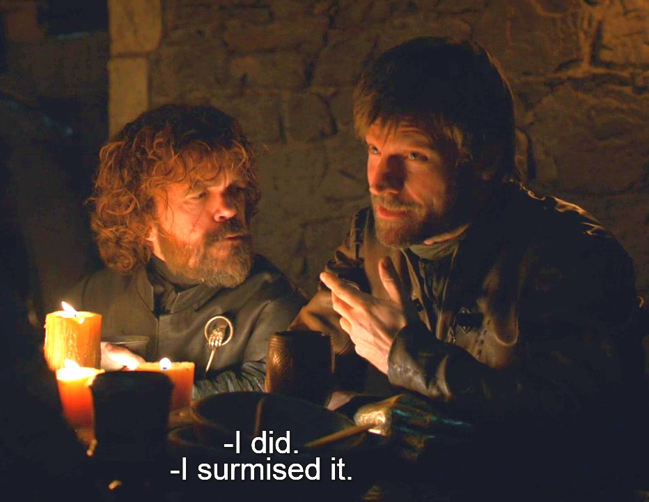 JAIME & BRIENNE Happy moments in episode 8x04A THREAD.PART 3. T: "Your turn." J: "You are an only child."B: "I told you I was."J: "You didn't"B: "I did!"J: "I surmised it." #GameOfThrones #JaimeLannister #BrienneOfTarth