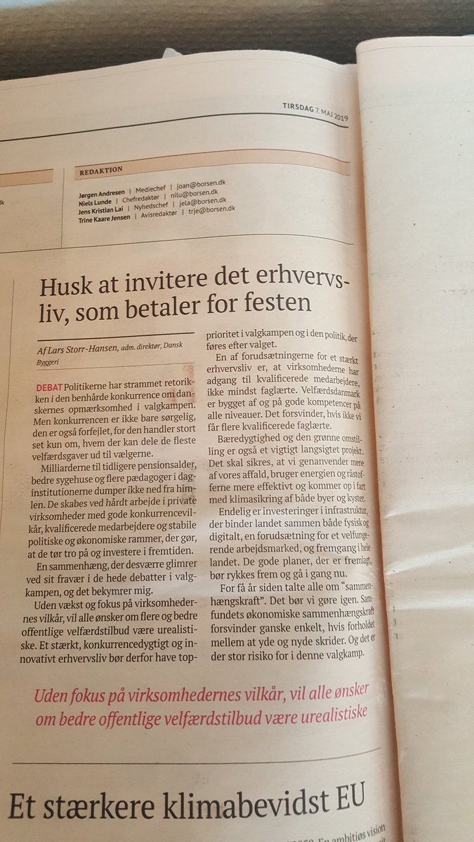 5. juni 🇩🇰 En god dag at holde valg til #dkpol.
Husk erhvervslivets forhold, det er gode vilkår for #dkbiz der sikrer penge til velfærd. 
Læs iøvrigt <a href="/LarsStorr/">Lars Storr-Hansen</a> i <a href="/borsendk/">Børsen</a> om @DanskByggeri #dkbyg emner i valgkampen: arbejdskraft,  #eud og bæredygtighed #dkgreen