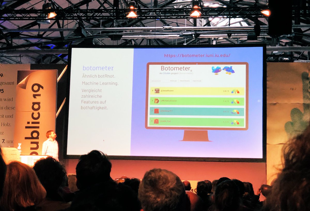 Zwei Tool-Empfehlungen, um zu checken, ob es sich bei einem Account um einen Bot handelt. Und sonst gibt es natürlich noch das eigene Tool von <a href="/luca/">Luca Hammer</a>! #wutlupe #rp19