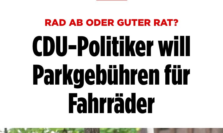 dusseldorfer cdu fordert parkgebühr für fahrrad