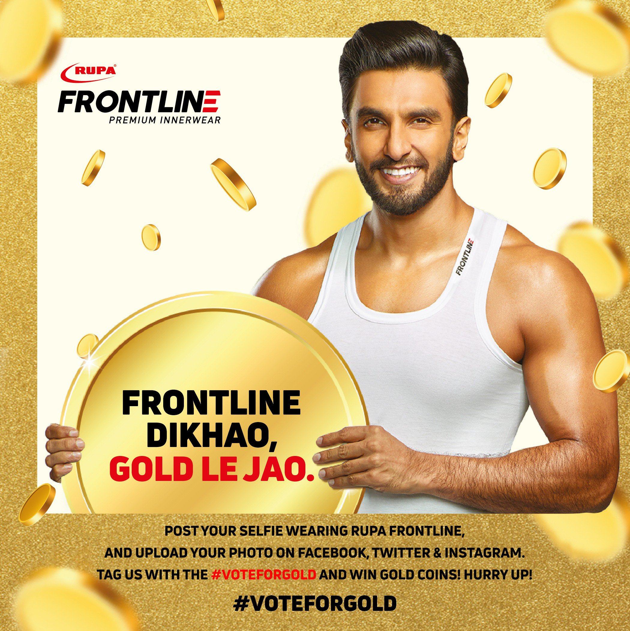 Rupa Knitwear on X: Wear your Rupa Frontline, take a selfie and share it  with the hashtag #VoteForGold. One lucky winner will win a grand prize of a  50gm gold coin, and