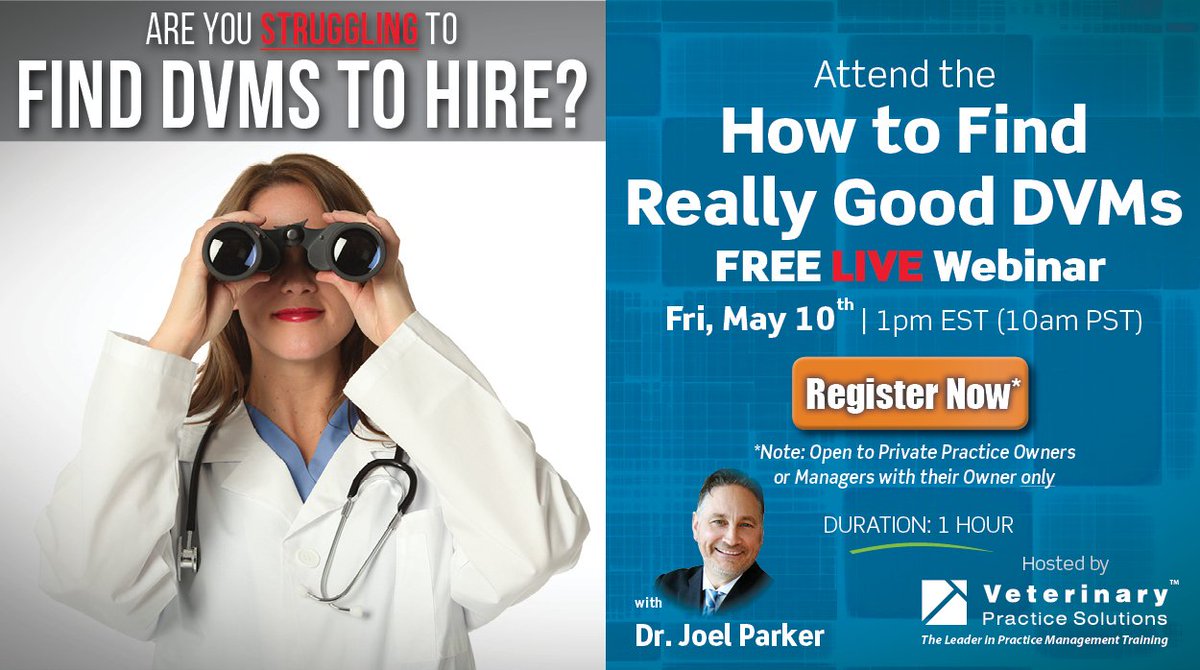 vps2u's tweet image. ARE YOU STRUGGLING TO FIND DVMS TO HIRE? In this webinar you’ll find out not only how to find DVMs for your practice but real A-players for your A-team! REGISTER NOW! vpswebinars.com