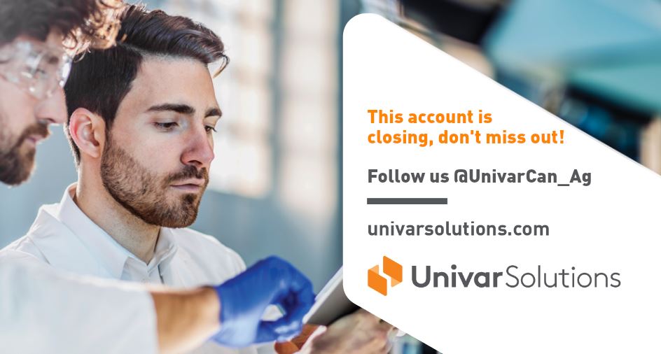Univar is now Univar Solutions! Follow us at @UnivarCan_AG to learn how we’re delivering more solutions/more capabilities . On June 1st we’ll be closing this twitter account. You can still get all the industry news, product features and business activities. 
#WeAreUnivarSolutions