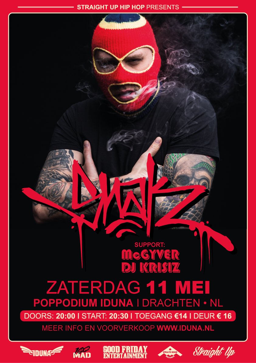 Str8UpHiphop_'s tweet photo. Wie zien we zaterdag, bij #SnaktheRipper in poppodium iduna #Drachten? Met #mcgyver, #illlegitimate en #Drec! Tickets op https://t.co/p8jjBFatES! #iduna #hiphop #friesland #underground #realness https://t.co/WZFoCJfukO