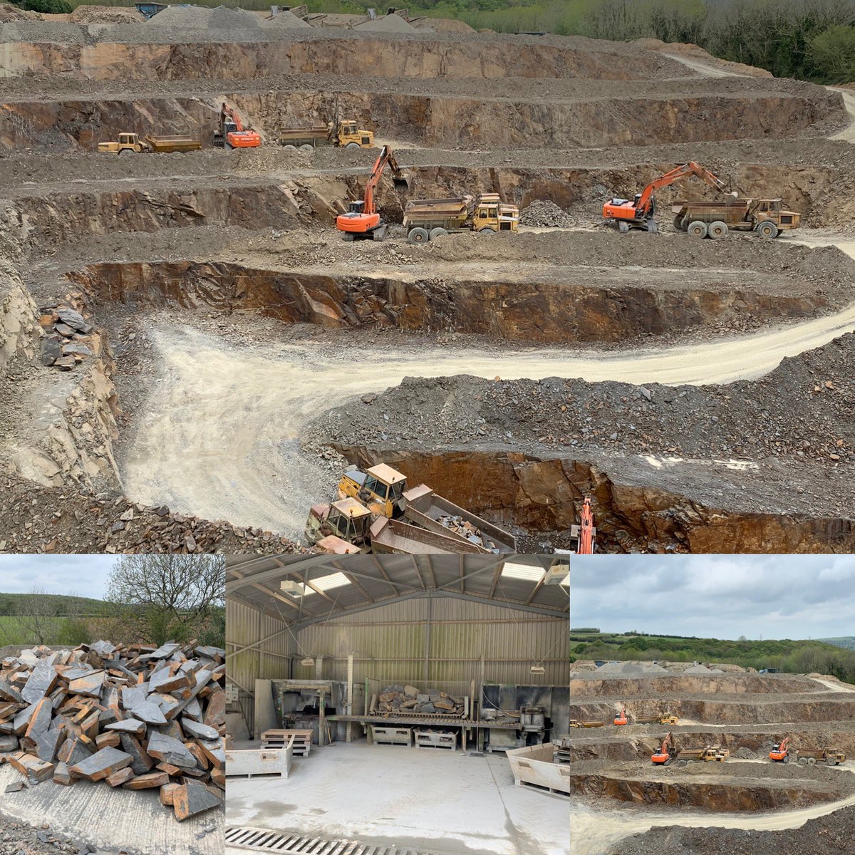 A site visit with a difference this morning! And what a place to insure for our clients at Callycombe Aggregates , some beautiful Cornish stone on show and some impressive plant . #localbroker #commercialinsurance #Construction #constructioninsurance