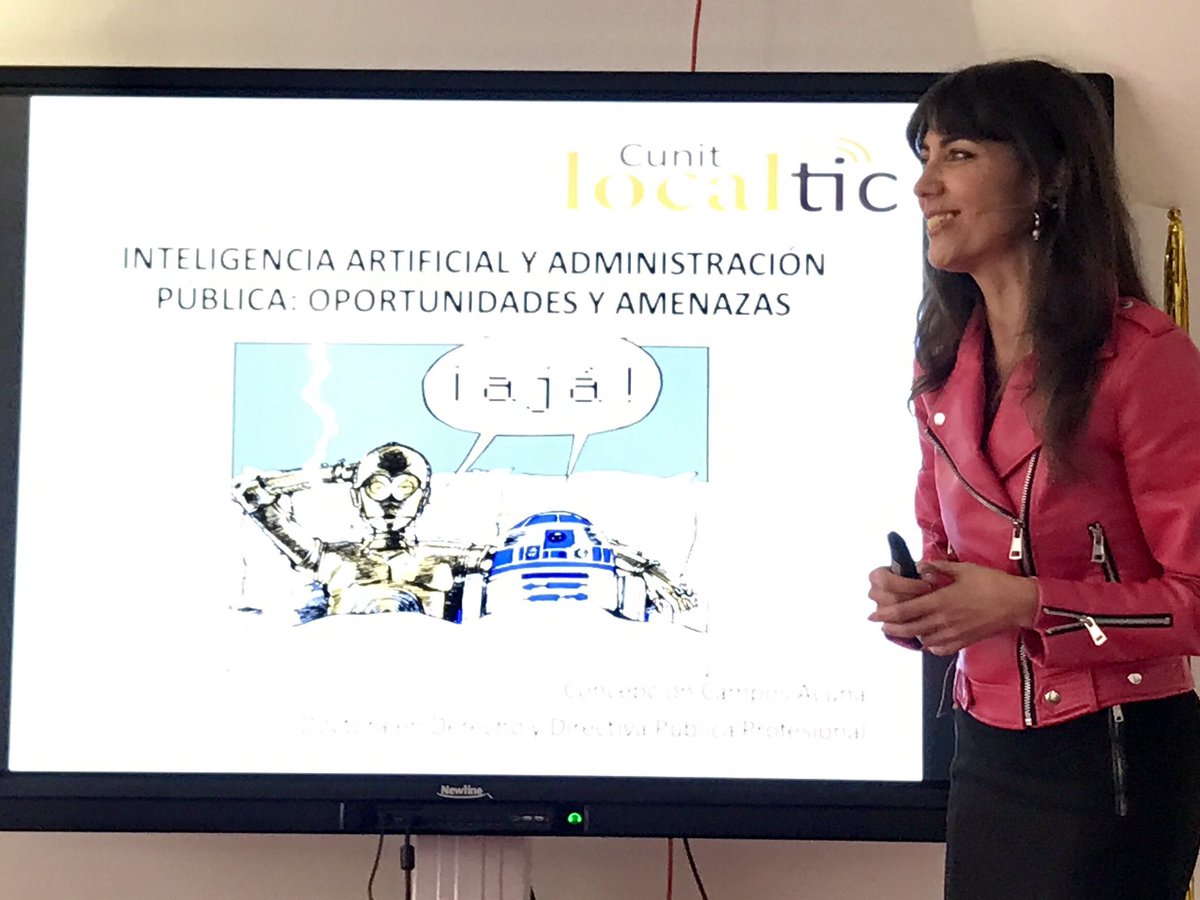 abrunso's tweet photo. Fantàstica @mccamposacunha parlant d’amenaces i oportunitats de la intel_ligència artificial a l’Administració Pública, al #LocalTIC2019
Clara, planera i molt didàctica 👌🏻😍. Com sempre!
#LocalTIC #IA #AAPP #SomMónLocal https://t.co/0QX2mhE98d