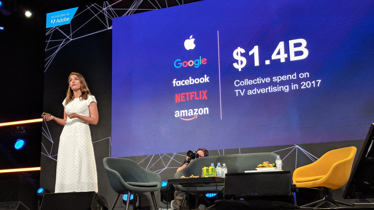officially_omr's tweet photo. 1.4b $!!! "@Google, @facebook, @netflix and @amazon have recognised the impact of TV advertising for their own brands." (Tess O'Brien, @Freewheel) #OMR19 https://t.co/rc4JxLCL5R