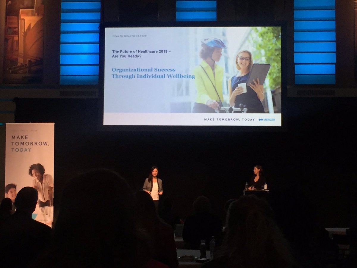 stephbustos's tweet photo. Listening to @rose_kwan1 talked about health trends in Canada. Mental health at work is a serious issue. 1 in 5 will experience a mental illness. Is your company ready to deal with these challenges?#MercerTFOH https://t.co/K6irFt474X