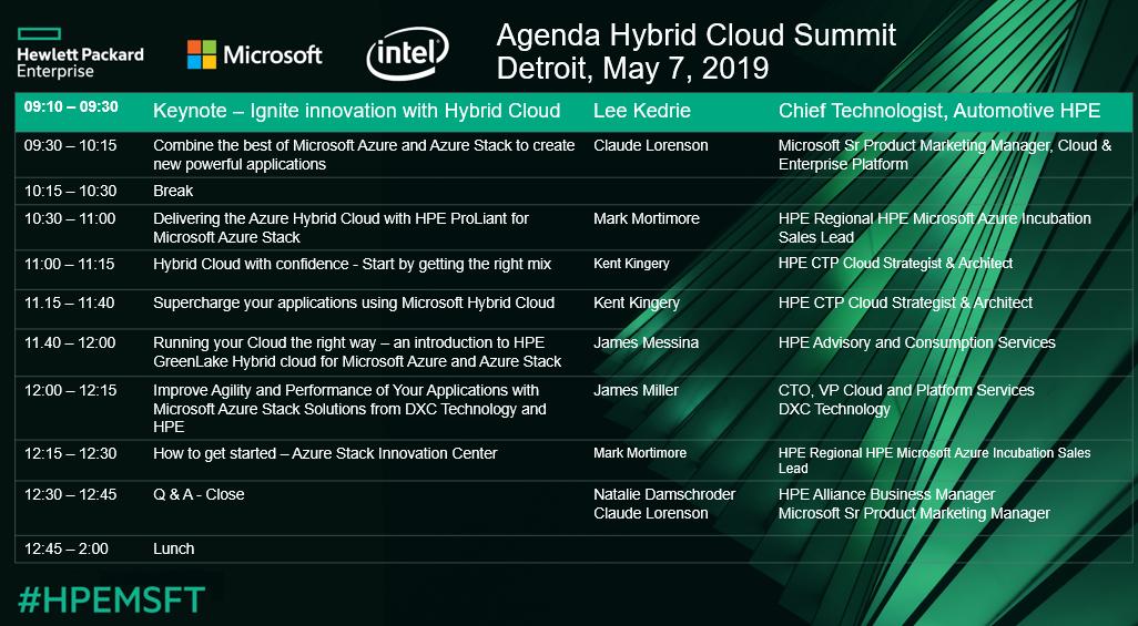 Renggli_Urs's tweet photo. Awesome! Lee Kedrie, @HPE’s Chief Technologist Automotive will deliver the keynote at the #HPEMSFT #hybridcloud Summit Detroit today! Talking about how HPE’s Hybrid #Cloud #EdgeToCore strategy with Microsoft enables automotive industry transformation! https://t.co/JndwUZmOhW https://t.co/7T5BuFbNwX