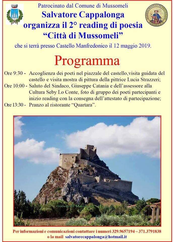 2^ reading di poesia città di Mussomeli non mancate Domenica 12 Maggio