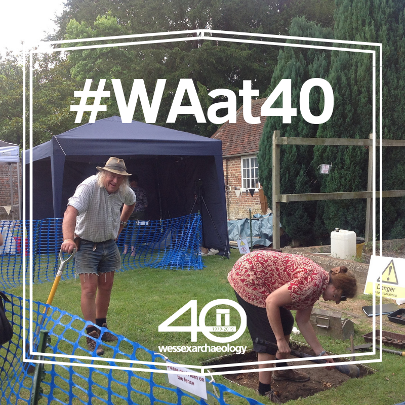 wessexarch's tweet photo. #TBT Dr Phil Harding & Lorraine Mepham excavating at the Salisbury Museum during the Festival of Archaeology. Join us again for 'Phil's Dig' this year on Bank Holiday Monday 6 May! #PhilsDig #throwbackthursday #WAat40 #archaeology #heritage #history #anniversary @SalisburyMuseum https://t.co/Kk0V6PFATb