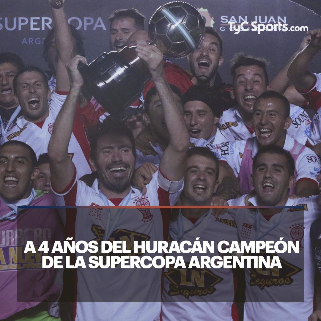 TyCSports's tweet photo. Se cumplen 4 años del último título oficial ganado por #Huracán. Edson Puch marcó el 1-0 frente a #River que le dio la Supercopa Argentina al equipo de Parque Patricios. https://t.co/sFYVaVG8sh