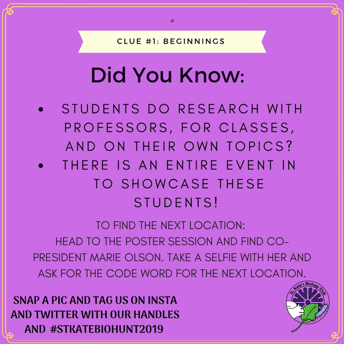 StKatesBioClub's tweet image. #stkatebiohunt2019