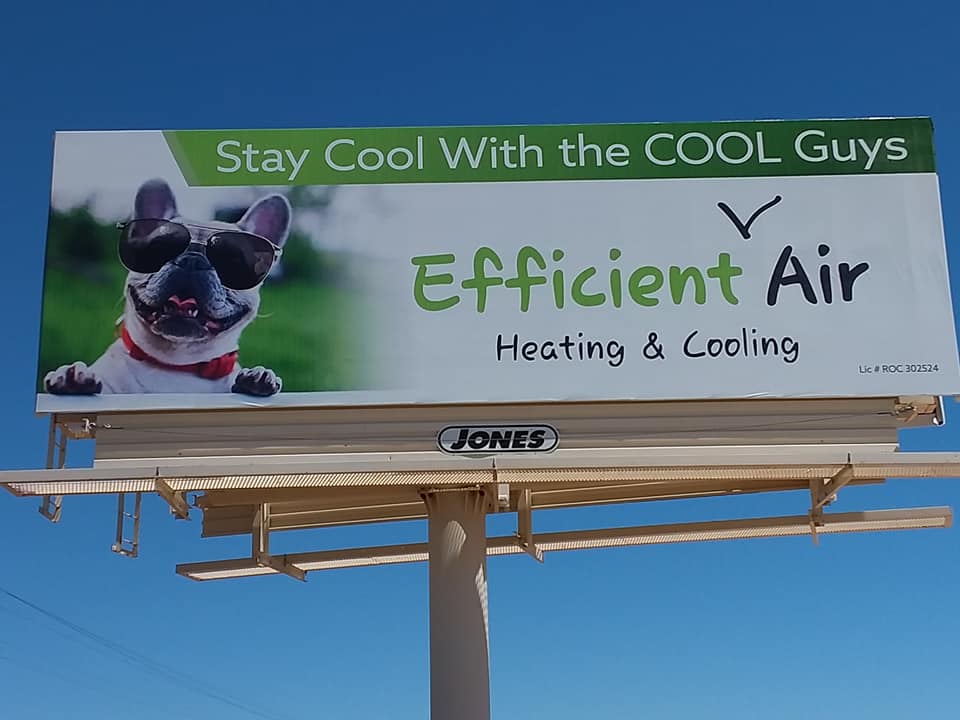 MyEfficientAir's tweet photo. Our first billboard went up today! #HVAC #Goodyear #Buckeye #Avondale #PebbleCreek #LitchfieldPark https://t.co/fpqLbnQXuE