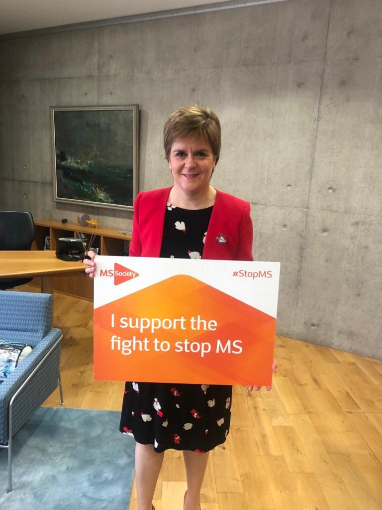 mssocietyscot's tweet photo. Thank you @NicolaSturgeon for supporting our fight to #StopMS! This #MSWeek we've been at @ScotParl and have spoken to many MSPs about the importance of raising awareness of #MS and #MSResearch. https://t.co/o4mxM6tKId