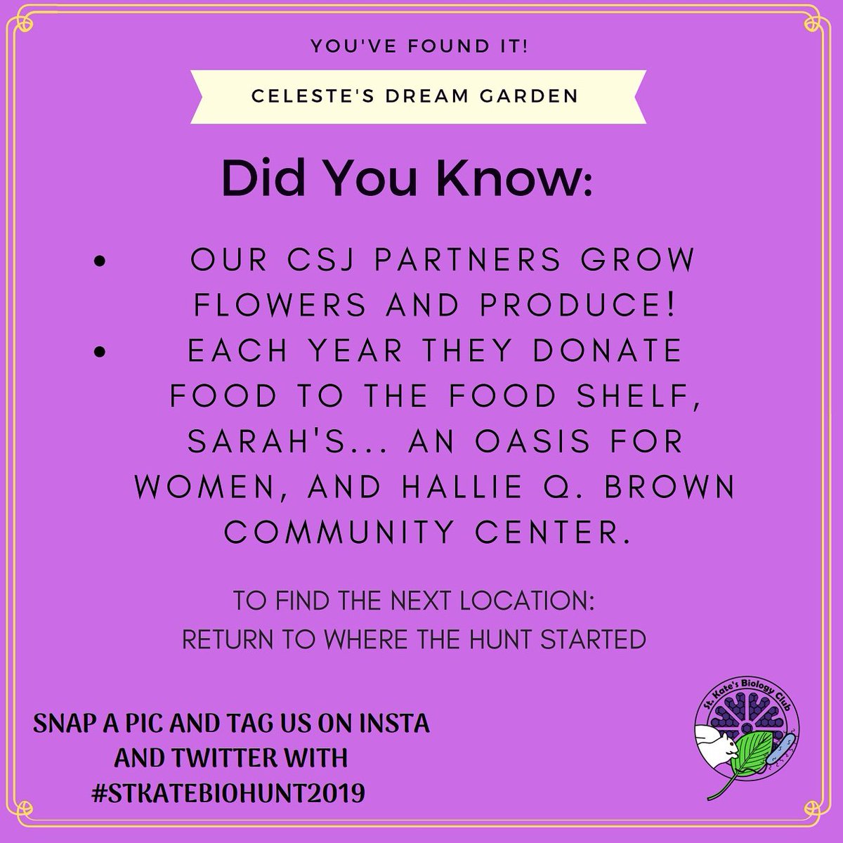 StKatesBioClub's tweet image. #stkatebiohunt2019