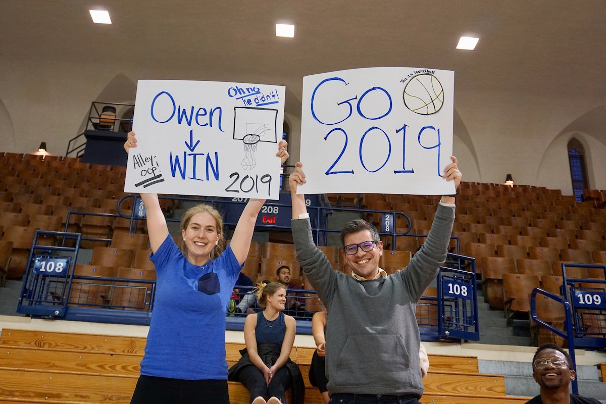 Students cheering for classmates