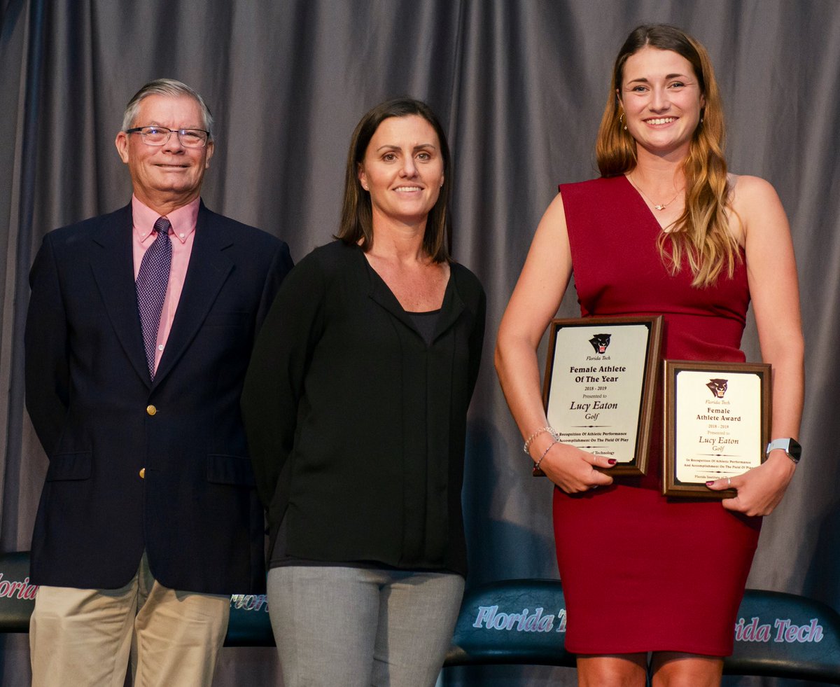 FLTechAthletics's tweet photo. Yesterday we honored our student-athletes during our annual Athletic Awards Banquet! 

Here are the 2018-19 Athletes of the Year:

Lucy Eaton @FloridaTechWG 
JT Hassell @FloridaTechFB 
Victor Rocha Furtado @FloridaTechSwim https://t.co/AHbHTGgyCA