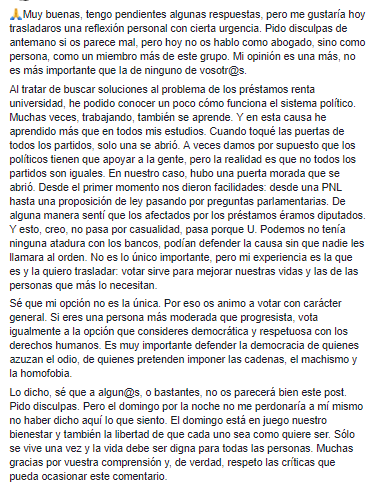 LlamasMAngel's tweet photo. @AfectadosPRU, soy de mojarme y quiero contaros algo. Sólo se vive una vez y la vida debe ser digna para todas las personas. Gracias y respeto para tod@s. Sobre lo que nos jugamos el domingo👇 https://t.co/CWqnXDr2Dw