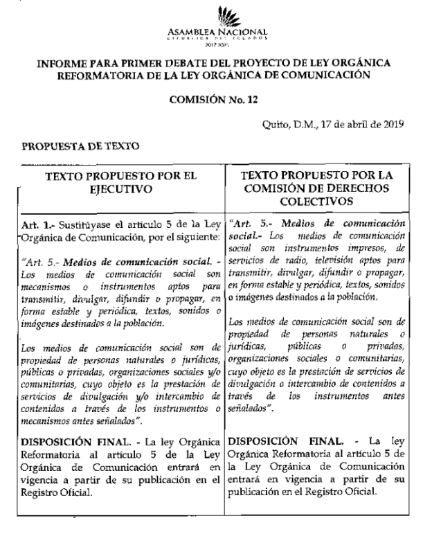 usuariosdigital's tweet photo. #AlertaDigitalEC Propuesta de @DerColectivosAN sobre Art 5 (definición de medios de comunicación social) bloquea inclusión de medios emergentes, como los digitales, sin embargo debe mantenerse a espacios personales digitales fuera de esa definición #ReformasLOC #LeydeComunicación https://t.co/f4nq6e2Rvf