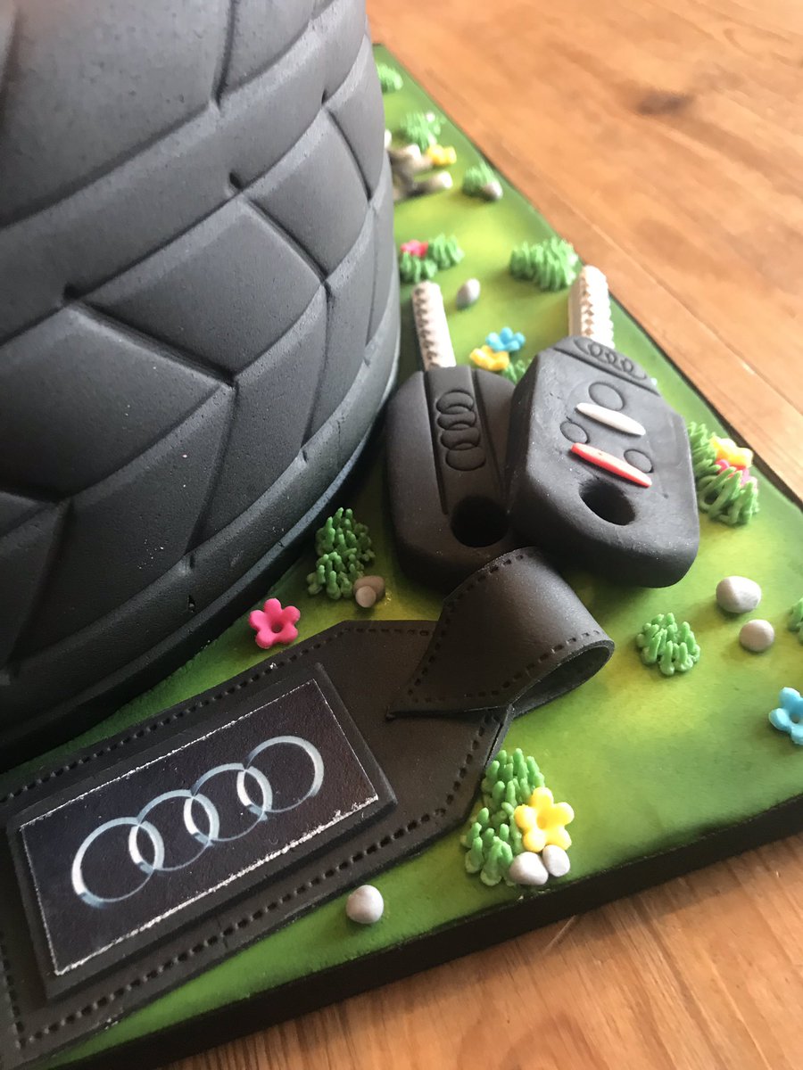 Clintons_Cakes's tweet photo. Let’s go for a drive...#cake #cakedecorating #sugarpaste #couturecakes #london #londonlife #highwycombe #buckinghamshire #events #eventplanner #birthday #birthdaycake #audi #audicake #tyrecake #drive #racing #corporate #wheelies #car #tread #alloys #alledible #wow #sparetyre https://t.co/Jgc7M0ik53