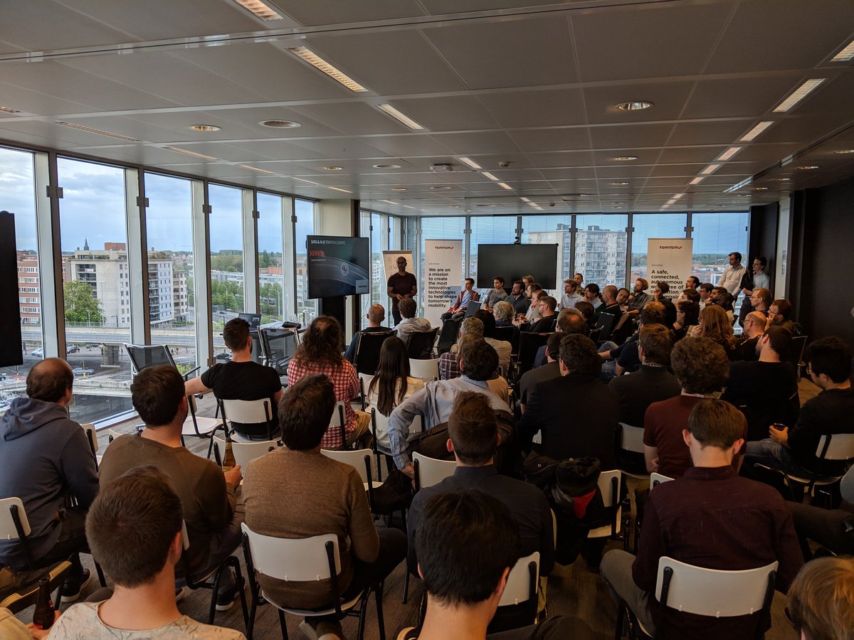 <a href="/kyumarss/">kyumarss</a> introducing <a href="/TomTom/">TomTom</a> to a nice crowd of data science enthusiasts at the <a href="/DSGhent/">Data Science Ghent</a> meetup!