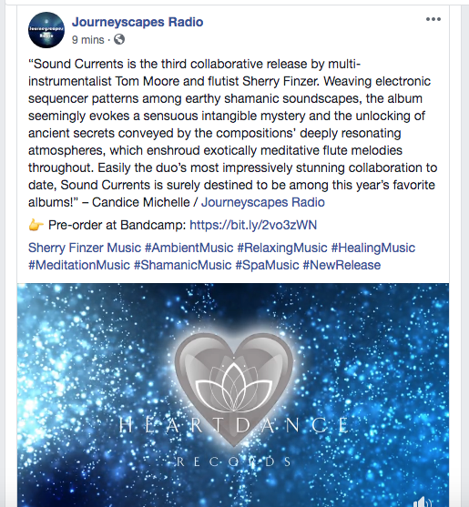JourneyscapesFM's tweet photo. Pre-order the new album entitled SOUND CURRENTS from @VoyagerTomMoore &amp; @SherryFinzer at Bandcamp: https://t.co/DsFQh5Ps6G 🎼 @HeartDanceLLC #Ambient #Hypnotic #Relaxation #Healing #Shamanic #Meditative #Zen #SpaMusic #SoundTherapy #NewRelease #NowPlaying 🌘🎧💙 https://t.co/9ZCyKyYRdt