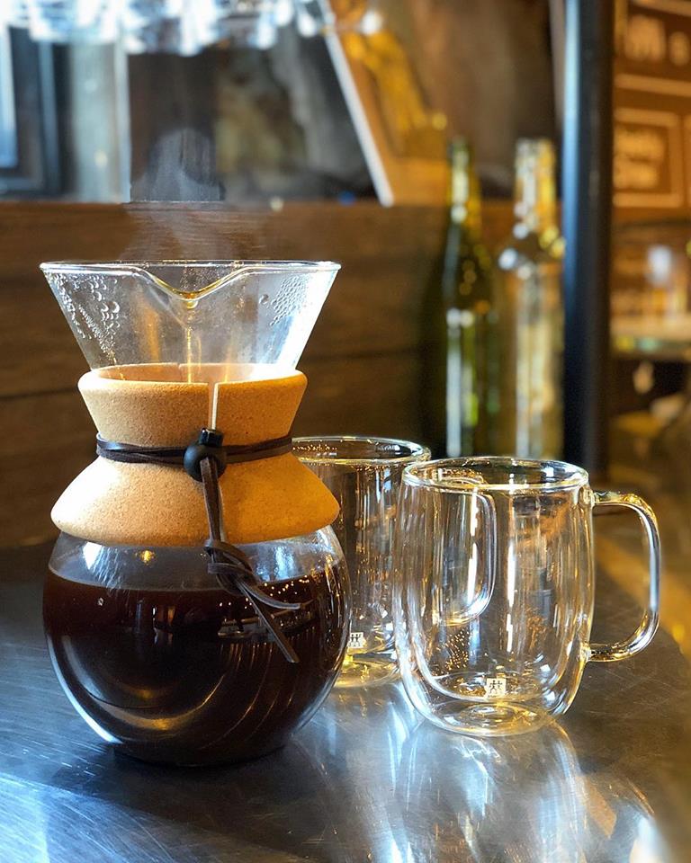 Pour over for 2! We just got these awesome new pour over coffee pots in so you and a friend can enjoy a beautifully brewed cup of coffee together! $10