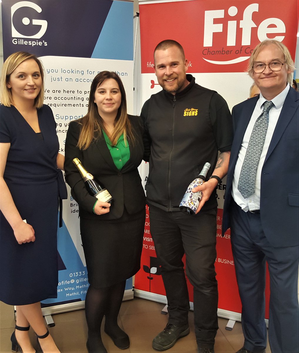 FifeChamber's tweet photo. Great #FifeSocial last night at Gillespie's!  Congratulations to Amanda from @FairmontStA for being the #roulette winner (#shark) but kindly nominating 2 #charities @autismrocksfife &amp; FRASAC who each received £250 donation from Gillespie's. #networking @JOHNYOUNGSIGNS also won 🍾 https://t.co/VVDNt0fdsI