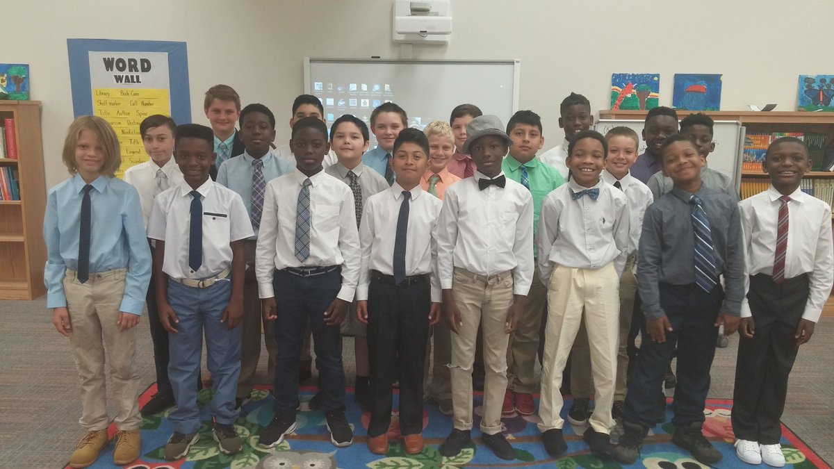GTaylorAOE's tweet photo. The AOES Boys' Club is ready for our first "tie" day. 😌 #angeloakes https://t.co/Mo4f8xVdqf