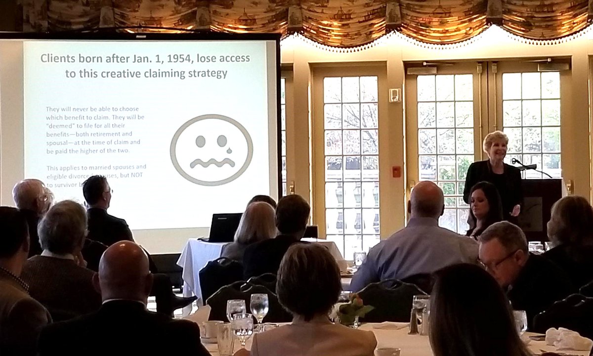 UAgives's tweet photo. The @uakron Center for Gift &amp; Estate Planning hosted Social Security expert Mary Beth Franklin at Portage CC. Over 100 alumni, friends &amp; advisers attended. Thanks to @CarinaSDiamond for introducing @MBFretirepro. Questions? Contact Lia Jones: 330-972-2819 or LiaJones@uakron.edu https://t.co/ztWAfd36XW