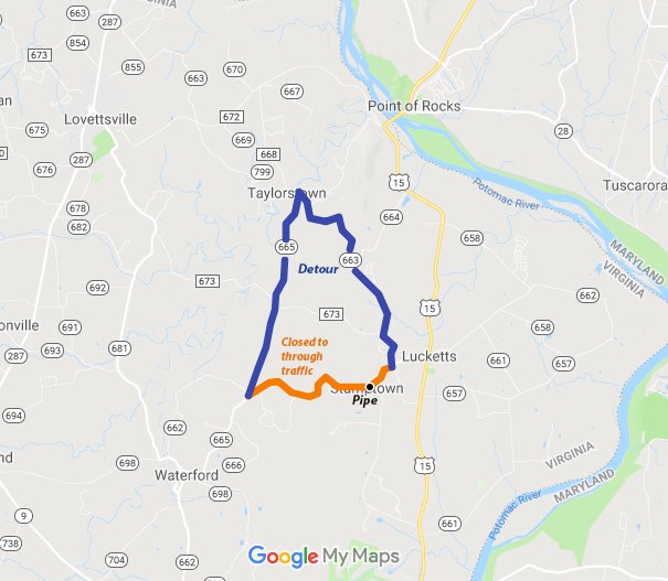 Loudoun County Sheriff on Twitter "Stumptown Road (Route 662) between