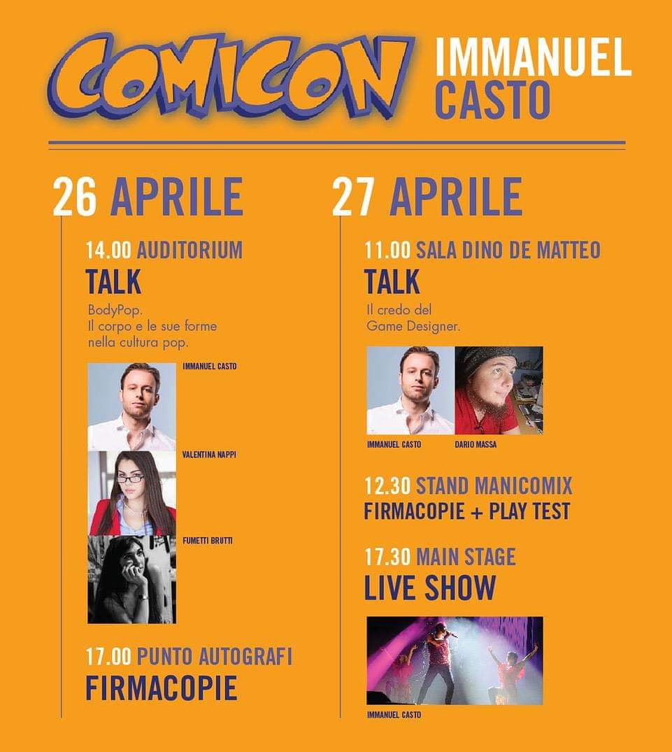 Buon #25aprile ! Da oggi apre il @NapoliCOMICON dove <a href="/Immanuelcasto/">Immanuel Casto</a> sarà ospite per due giorni! Qui gli appuntamenti #Napoli